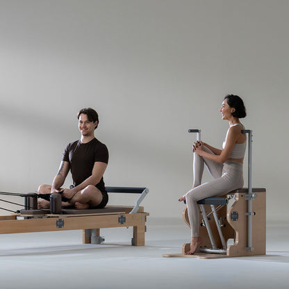 People on a pilate reformer and BASI Wunda Chair